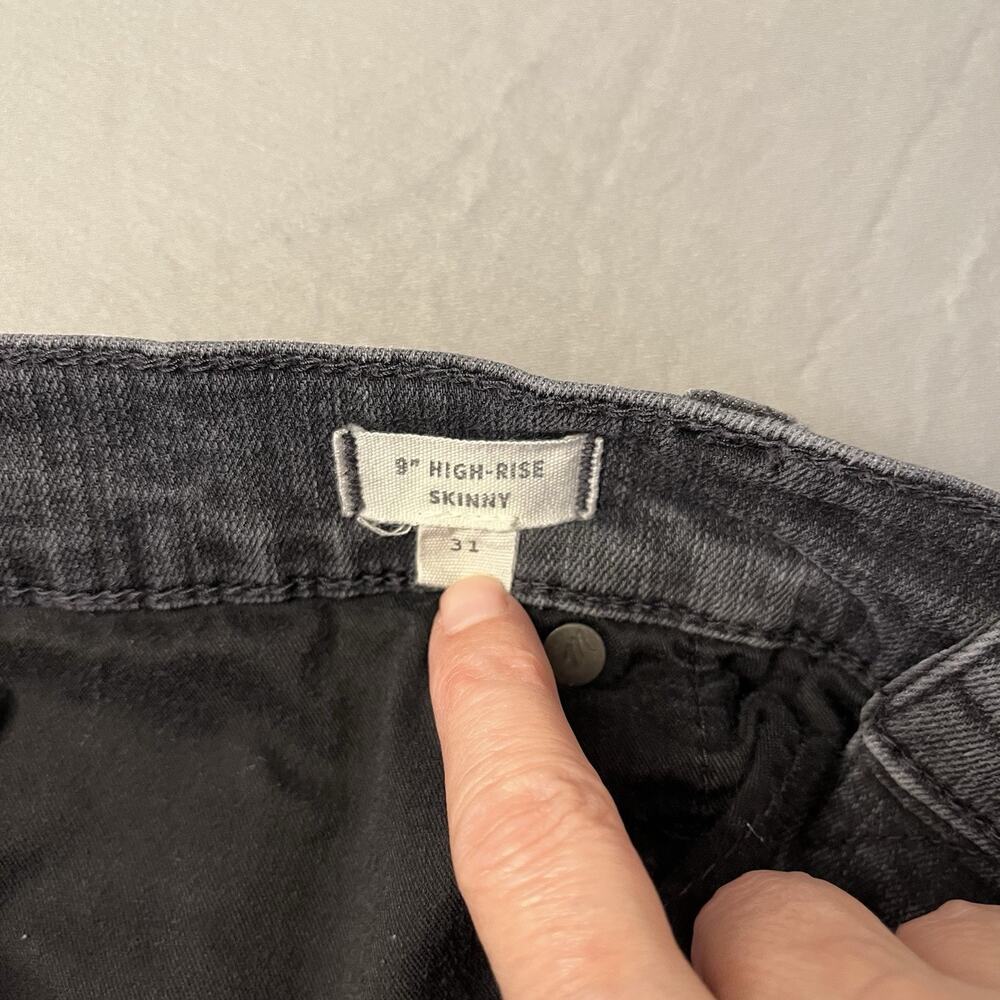 Madewell Jeans Women 31 Curvy 9" High-Rise Skinny Black Faded Freyed Hem Stretch - Picture 9 of 10